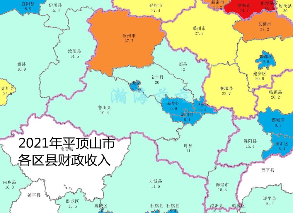 2021年平顶山市各县市区一般公共预算收入汝州最高湛河区最快