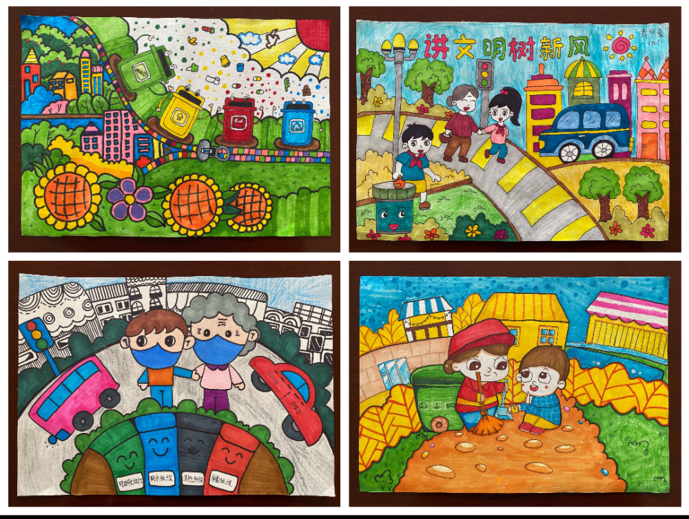 温泉小学开展童画文明城手绘新时代主题绘画活动