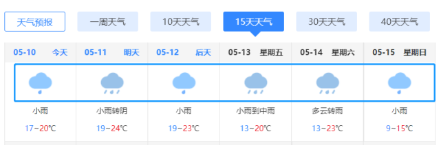 嵊州气象5月10日16:00发布【短期天气预报】今天傍晚阴有小雨,部分中