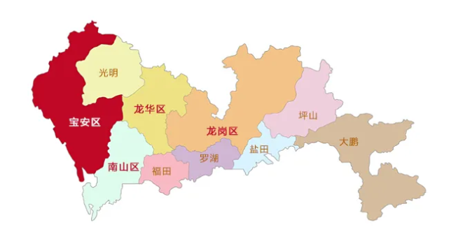 深圳市行政区位图