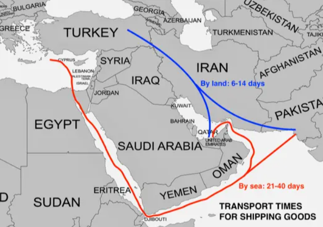途经伊朗的陆路贸易路线可将欧洲,西亚和中东之间的运输时间从40天