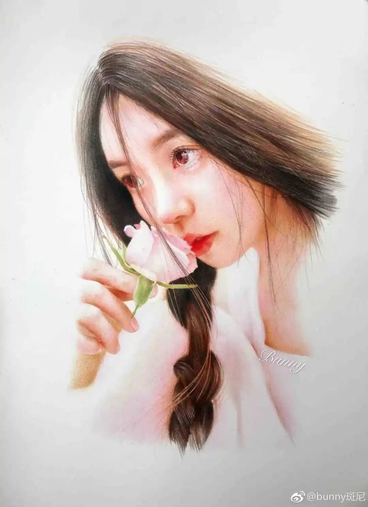 美女绘彩铅人物画师bunny斑尼