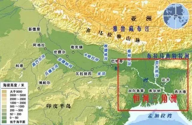 恒河三角洲阿姆河位于中亚.