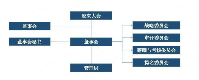 截止2021年12月31日,公司治理结构图如下,其中董事会下设董事会办公室