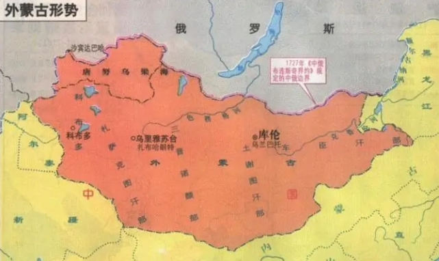 1911年,外蒙古联合俄国力量驱逐清朝官员,宣布建立"大蒙古国(博克多汗