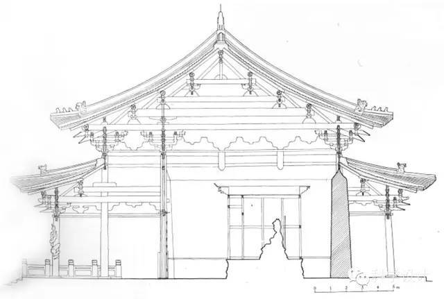 大殿"副阶周匝"的做法是我国现存古建筑殿宇中的最早实例;2,进深两间