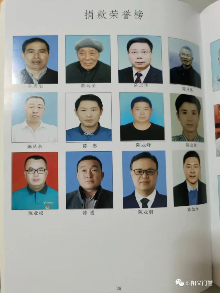 泗阳八修陈氏族谱捐款荣誉榜