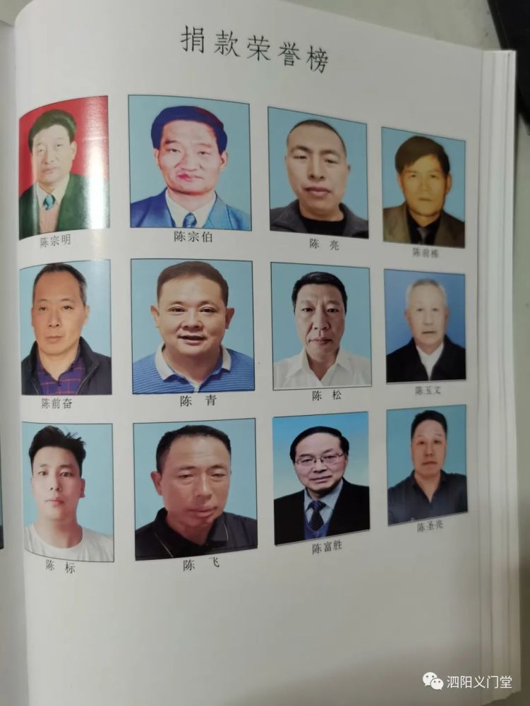 泗阳八修陈氏族谱捐款荣誉榜