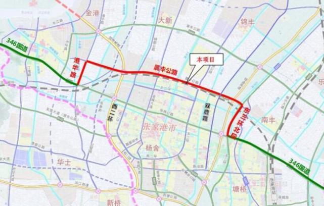 就是346国道张家港绕城段改建工程,线路图见下图