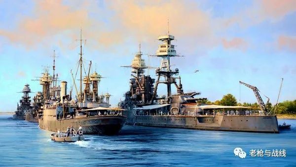 海上正值风高浪涌,一组二战时期战舰美术作品