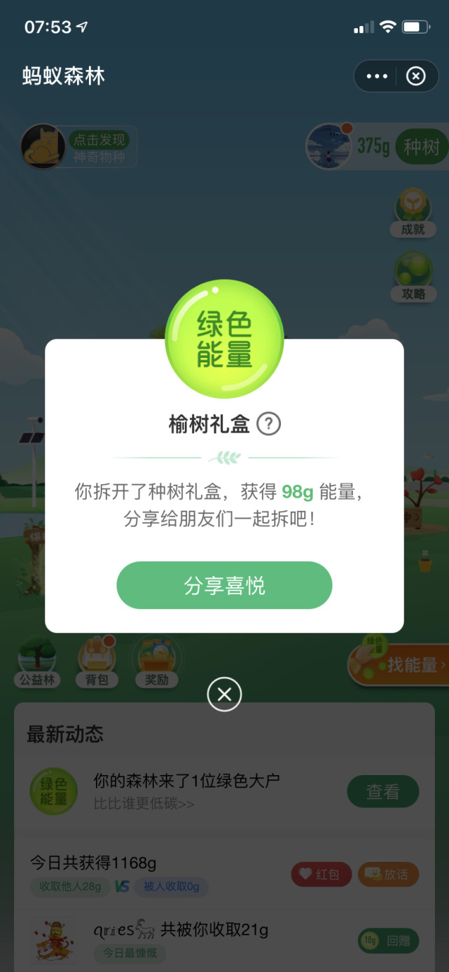 端午节在支付宝蚂蚁森林种下一棵榆树