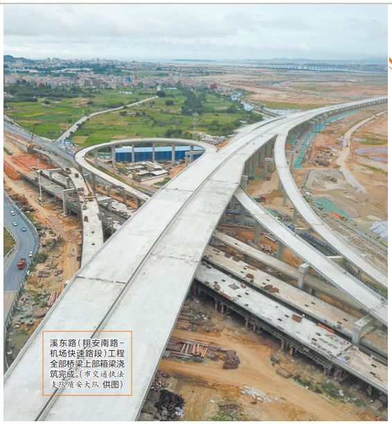 近日,省市重点工程溪东路(翔安南路-机场快速路段)a标段茂林互通翔安