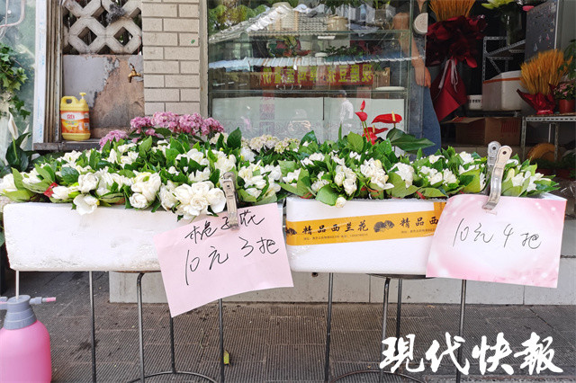 花店门口的栀子花"栀子花的味道我很喜欢,怎么闻都不觉得腻.