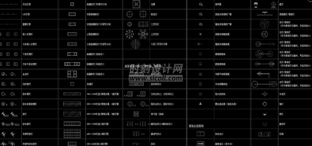 电气插座灯具开关天花符号机电标识平立面图例图标cad合集丨189m