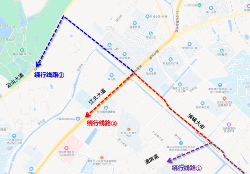 江北大道部分路段即将施工请注意绕行