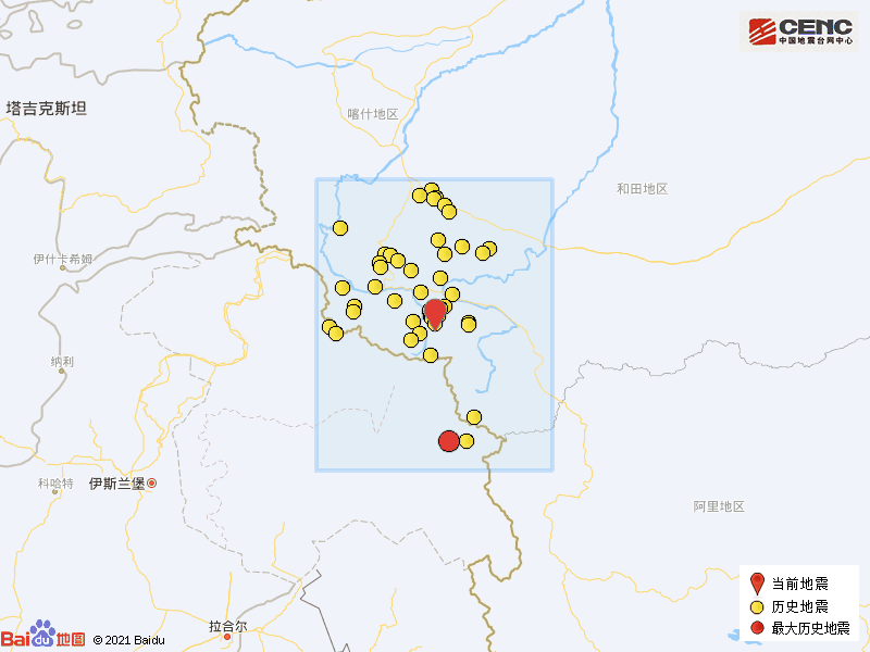 新疆喀什地区叶城县发生30级地震