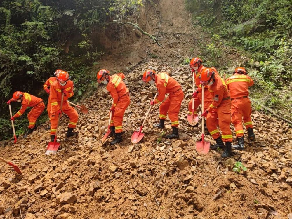 福建武夷山多日强降雨引发塌方森林消防紧急出动抢险救援