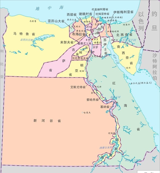 6万平方公里,最小的省塞得港省只有72平方公里,埃及境内大部分国土都