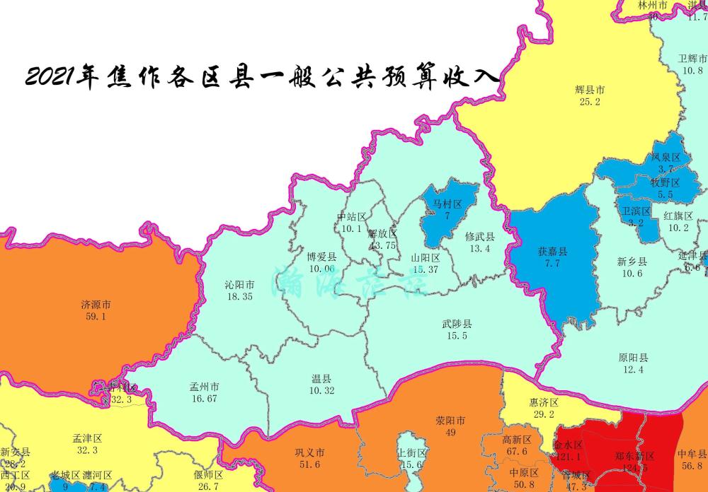 2021年焦作市各区县一般公共预算收入沁阳最高中站区优秀