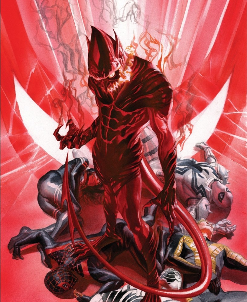 红魔实力强大,击败了蛛丝,猩红蜘蛛侠,反毒液等众多蜘蛛图腾英雄,在他