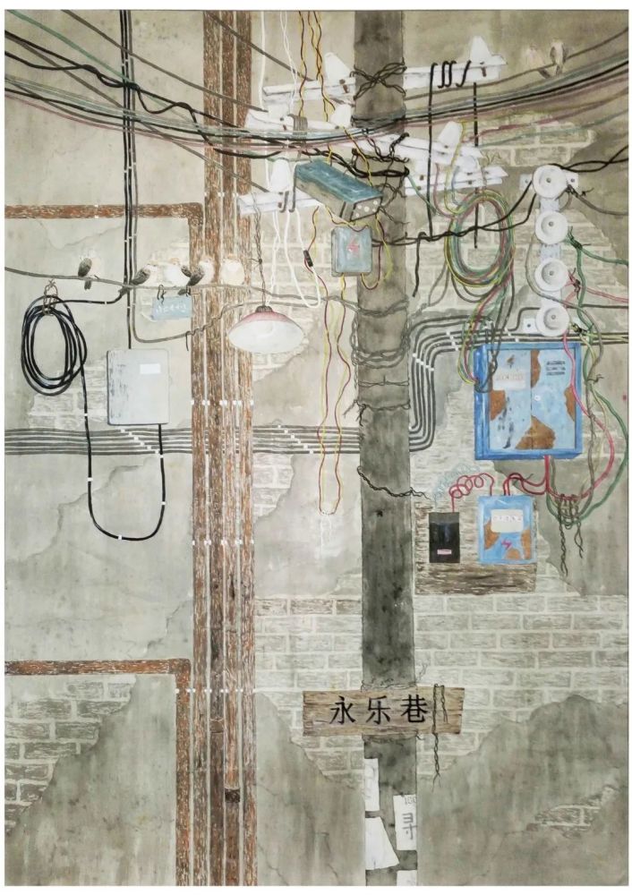 《永乐巷》180x120cm 黄建作(2017届《时代之音》200x160cm 姚梦丽