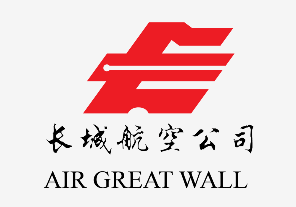 本厂长绘制的长城航空公司抽象"长城"标志2001年6月,伴随着中国民航业