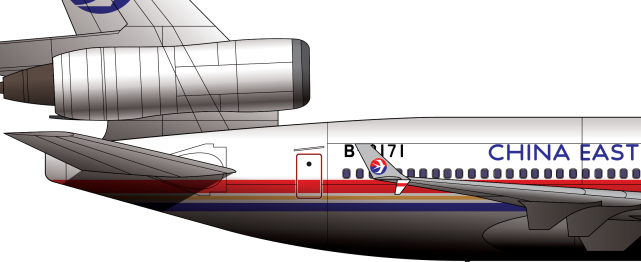 本厂长绘制的东航mu-583航班b-2171号麦道md11客机二视图几分钟后