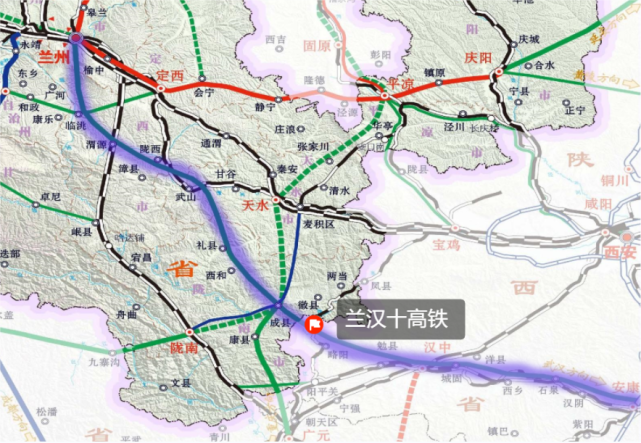 第一条先来讲兰汉十高铁:该高铁规划线路起自兰州西站,经临洮县,渭源