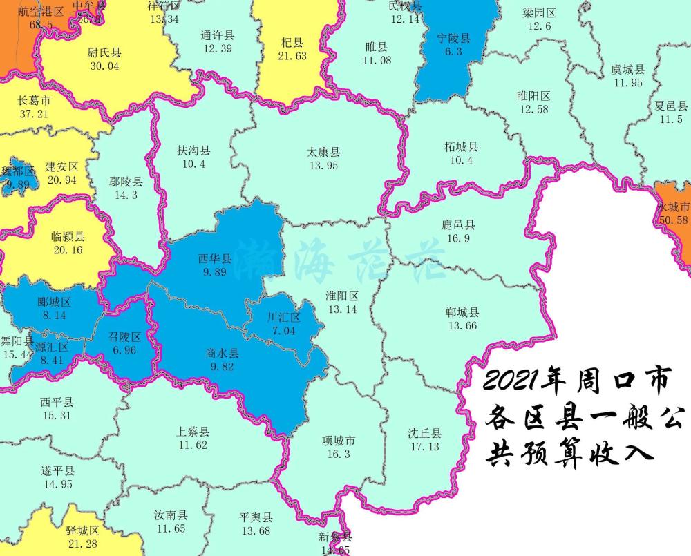 2021年周口市各区县一般公共预算收入沈丘县超鹿邑县位居第一
