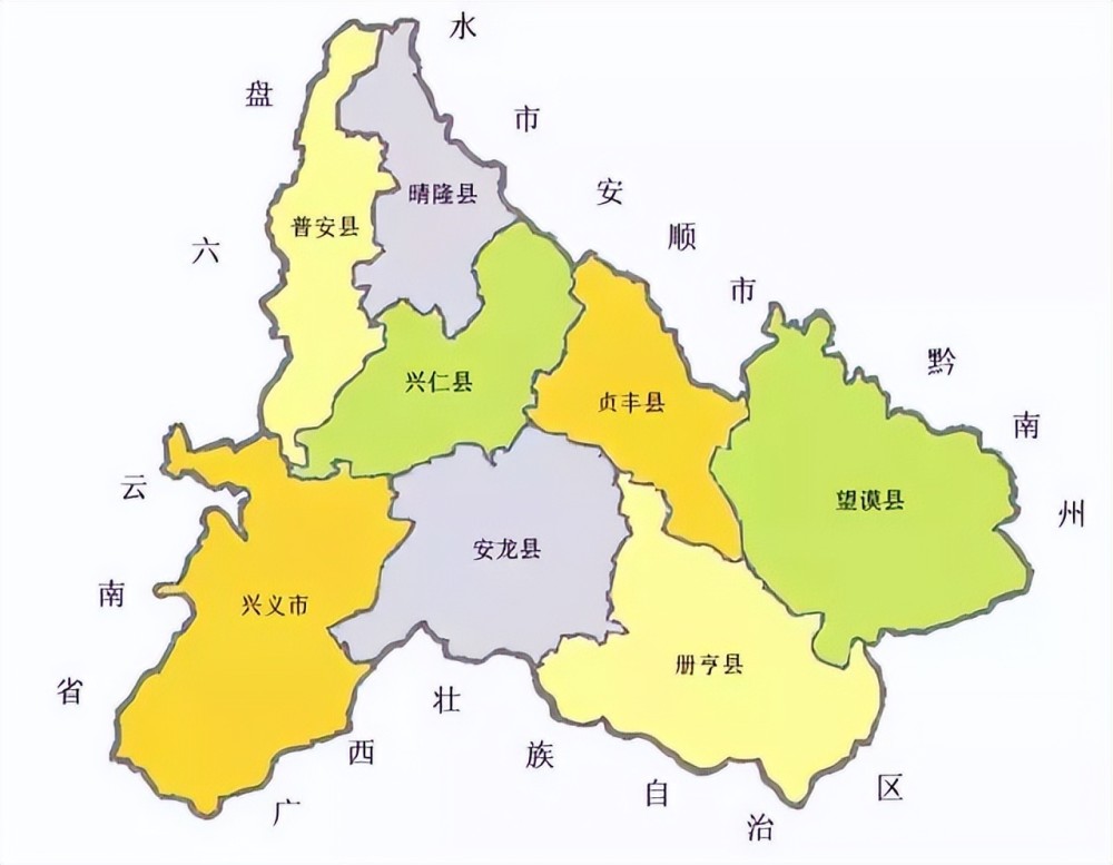 ▼册亨县,安龙县晴隆县,贞丰县,望谟县辖兴义市,义龙新区,兴仁市,普安
