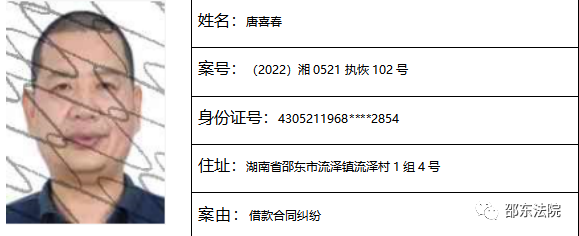 邵东市人民法院失信被执行人名单.2022年