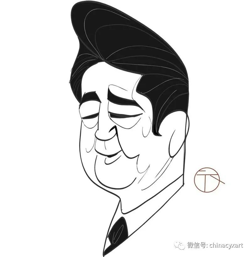 日本前首相安倍晋三漫像