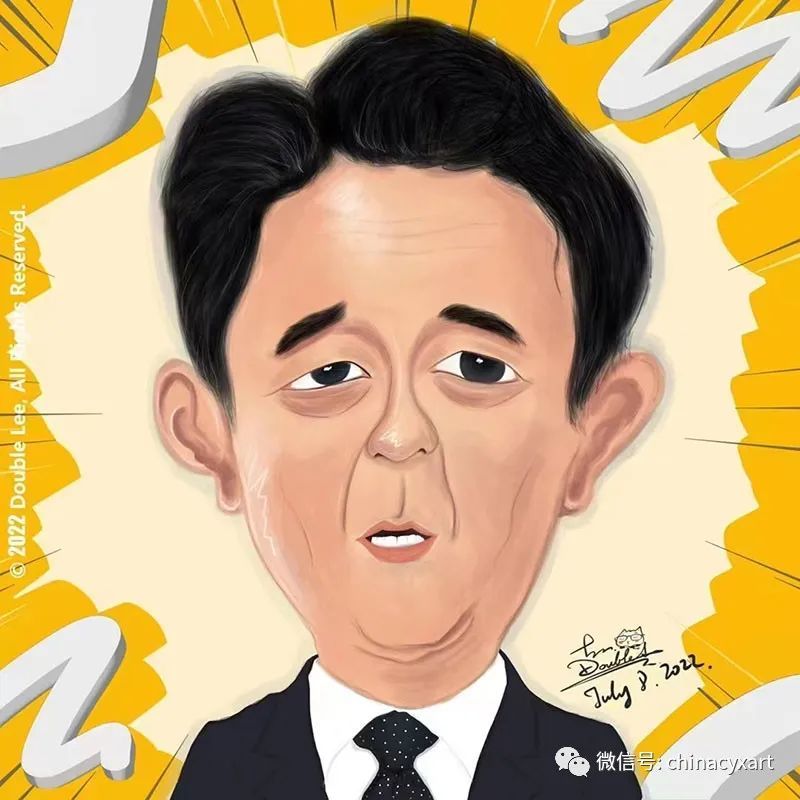 日本前首相安倍晋三漫像