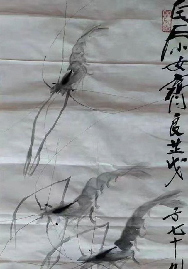 齐白石小女齐良芷画虾,中国齐白石书画院院长少白公子汤发周说,师父