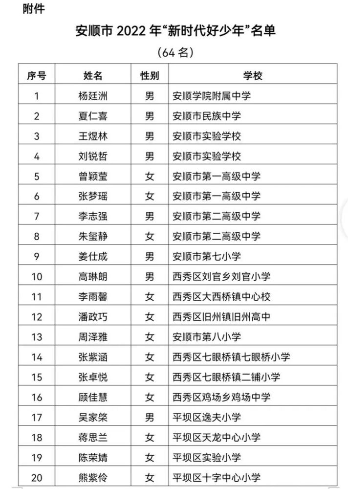 赞!安顺64名中小学生获得“新时代好少年”称号(图2)