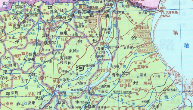 今天天津,沧州一带在宋朝时的地图,可见沧州与乾宁军此外,除了黑龙港