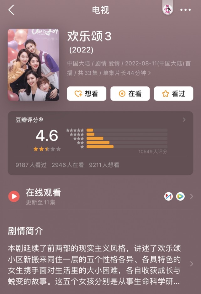 《欢乐颂3》豆瓣开分4.6，失了口碑，收获的却是广告主_腾讯新闻