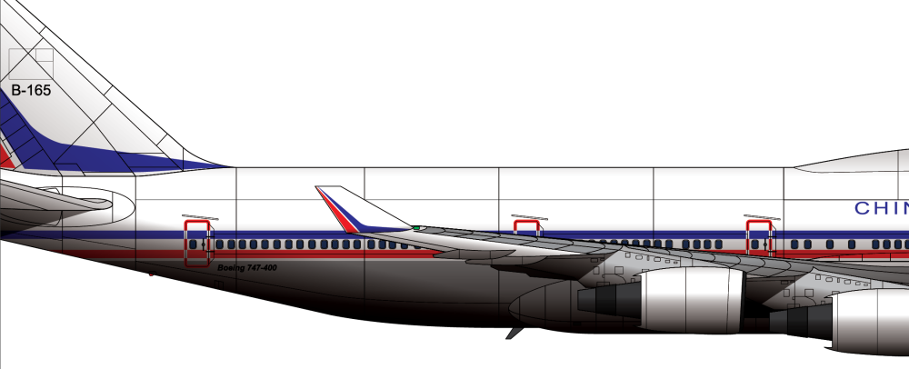 本厂长绘制的中华航空b-165号波音747-400客机细节4本厂长绘制的中华