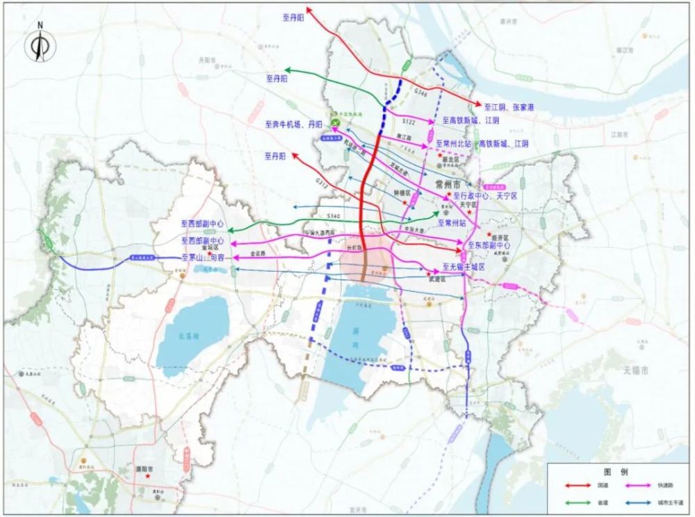 1条高速铁路常泰铁路,4条都市快线分别往苏州无锡,奔牛机场,金坛溧阳