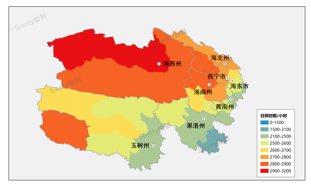 19682020年青海省各地日照时数
