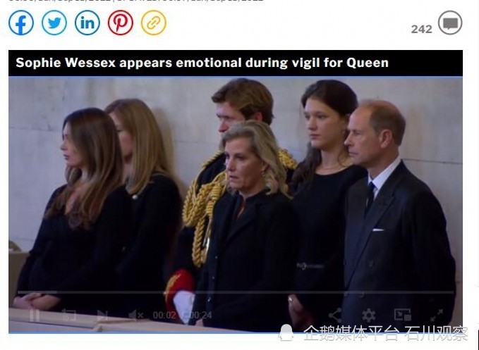 英国女王的二女儿在自己的俩孩子为女王守夜时泪流满面