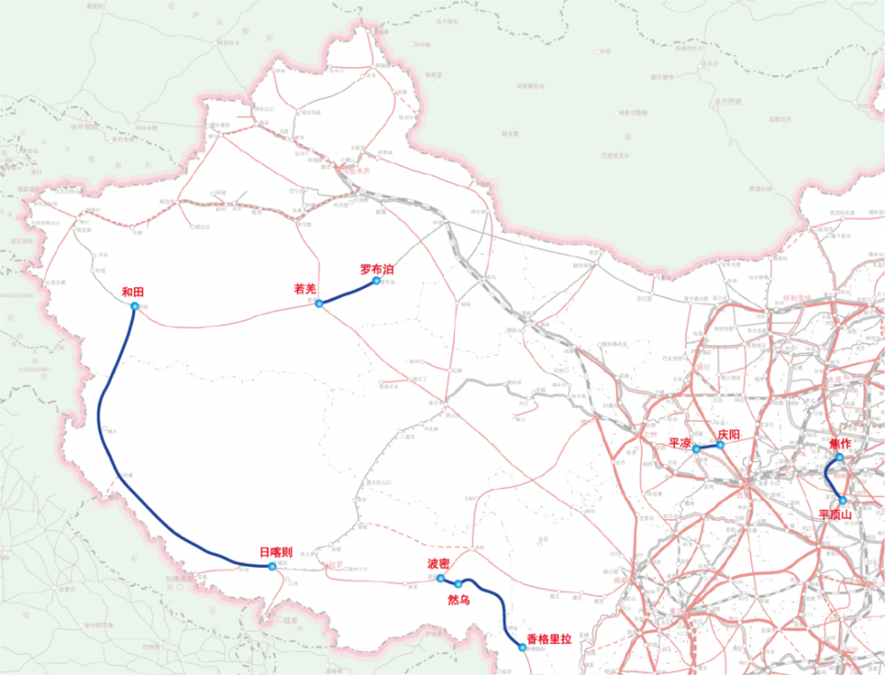 包鄂高铁:该线路连接包头至鄂尔多斯,线路全长约150km,规划设计时速