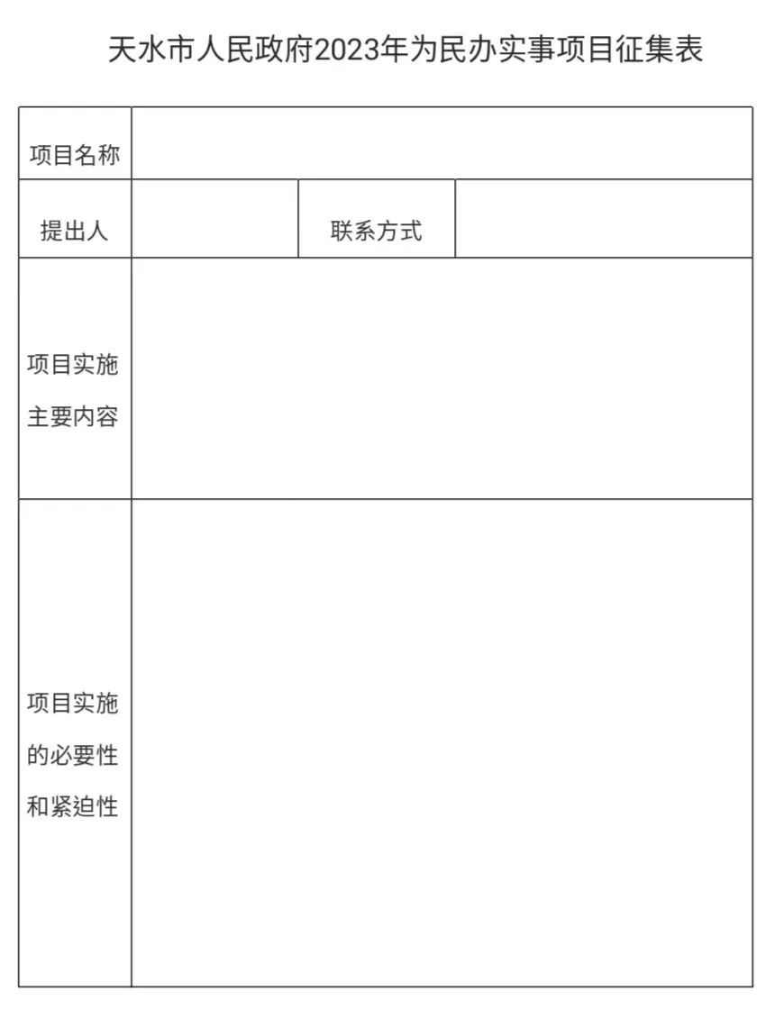 天水市人民政府办公室关于征集2023年为民办实事意见建议的公告