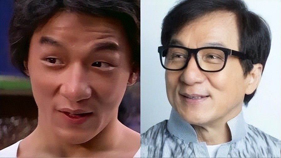 长大后的成龙面部轮廓开始变得硬朗起来,但是一双小眼睛给整个人平添