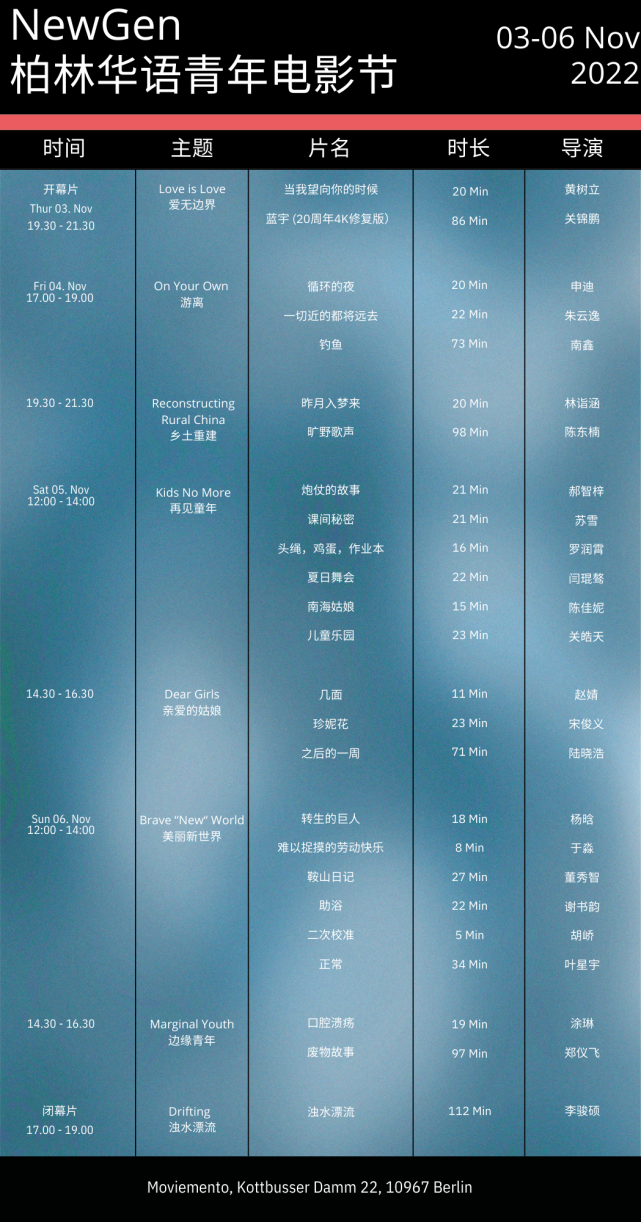 2022年度newgen完整展映片单公布(含购票链接!