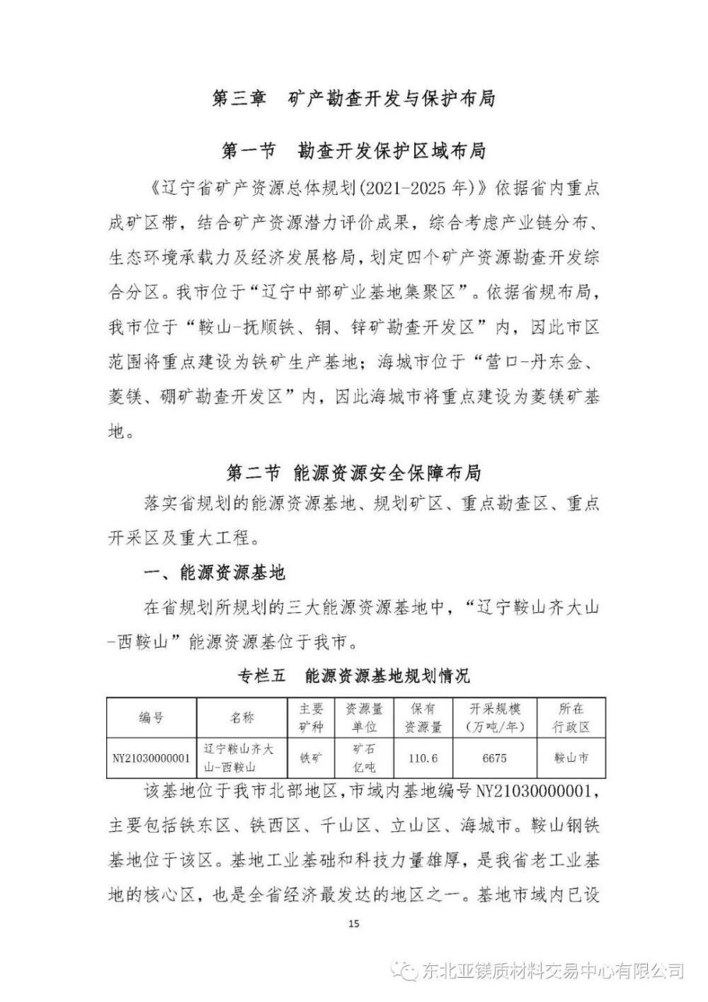 鞍山市制定鞍山市矿产资源总体规划20212025年征求意见稿严管菱镁矿