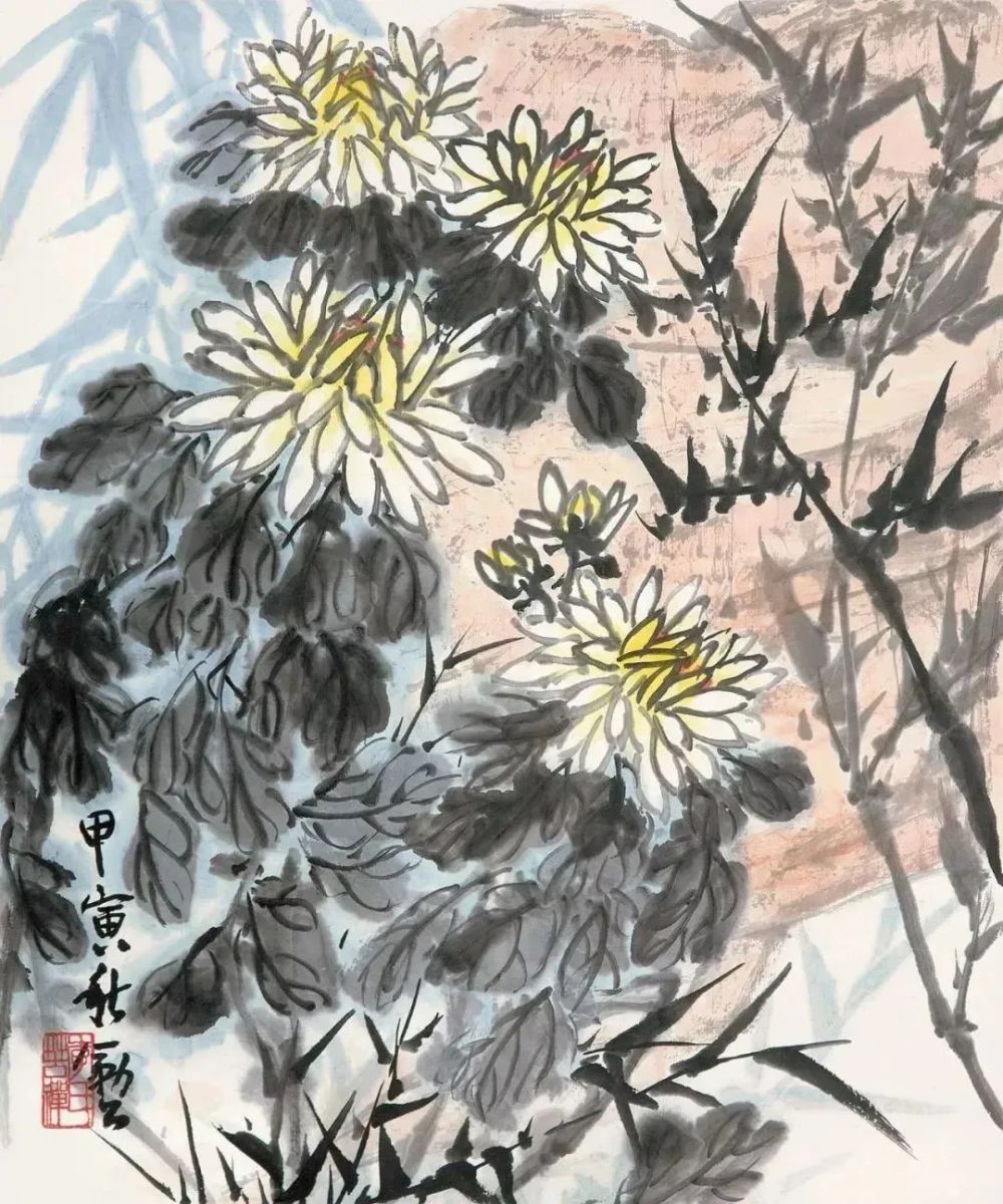 品诗赏画Ⅰ叹庭前甘菊花李苦禅写菊