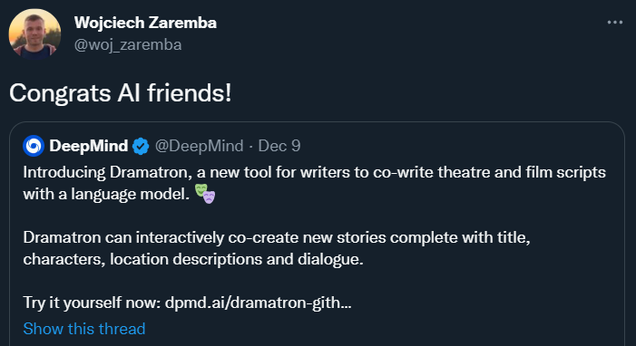 openai chatgpt走红,deepmind不甘示弱,推出剧本写作ai,一句话生成一个剧本