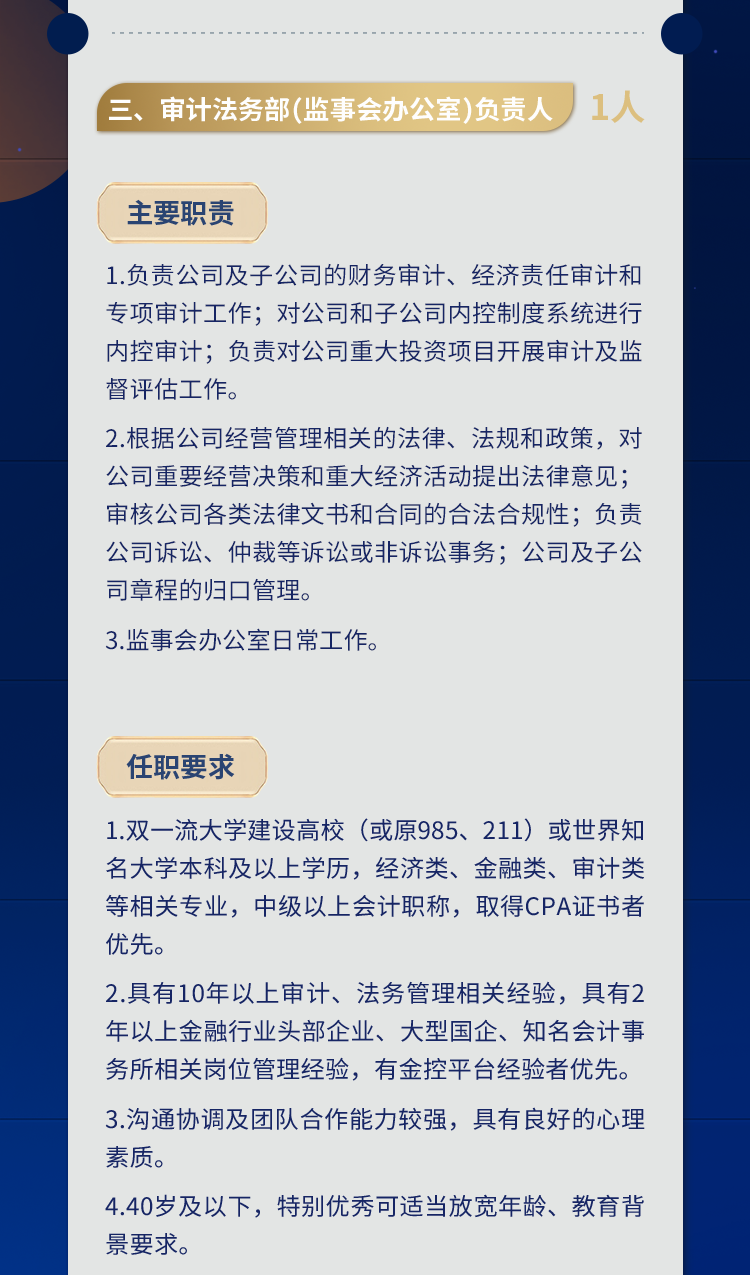 管理岗位长投控股公司面向社会招聘