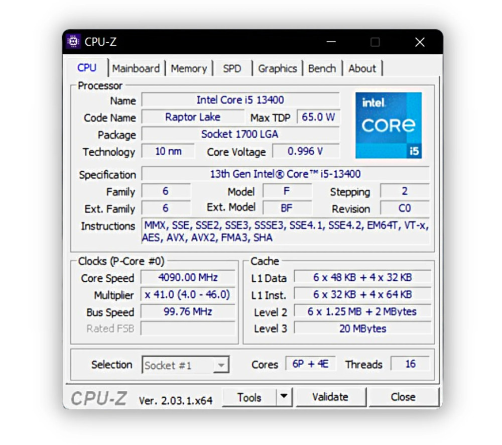 Intel Core i5-13400 vs Core i5-12400